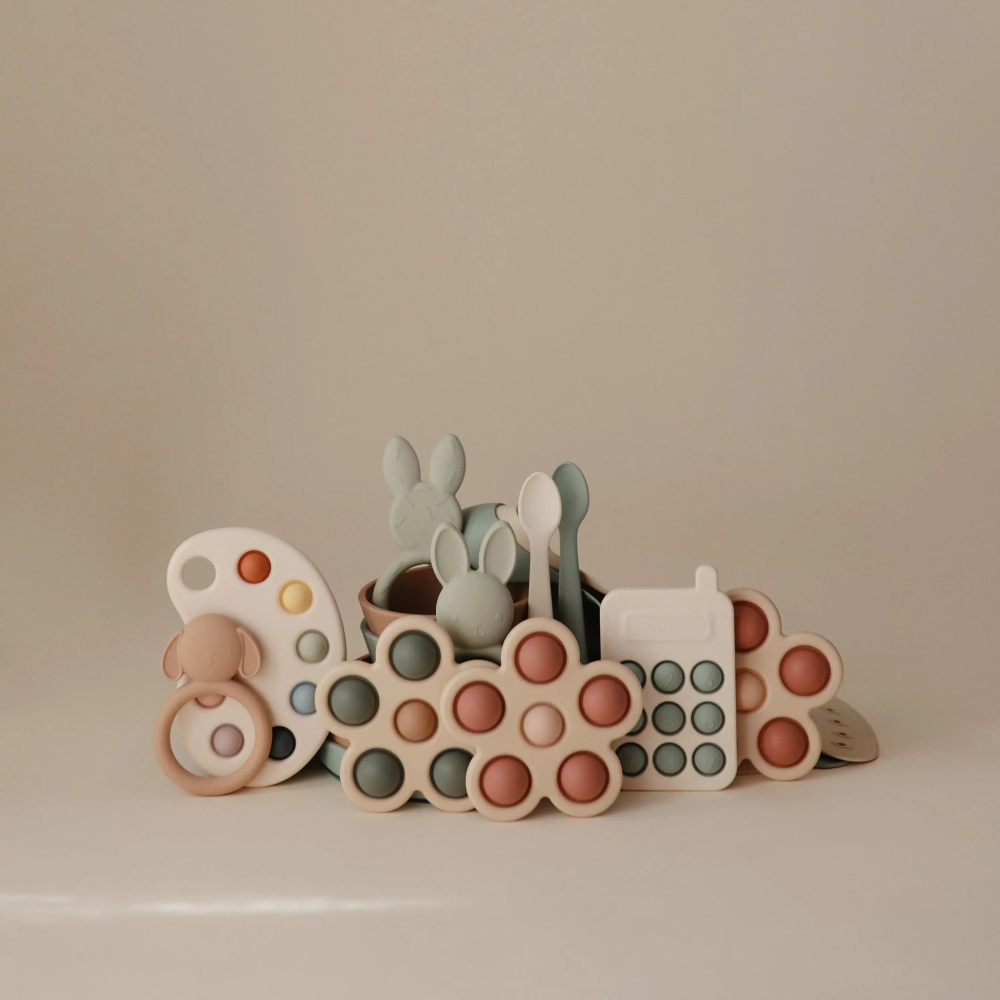 Flower Press Toy for Fine Motor Skills and Sensory Exploration Mushie Everetts Place: Online Boutique