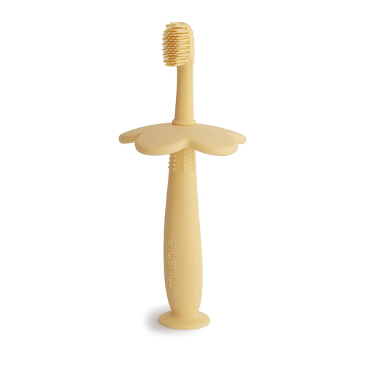 Flower Training Toothbrush for Kids - Soft Silicone Bristles for Gentle Cleaning and Gum Stimulation Mushie