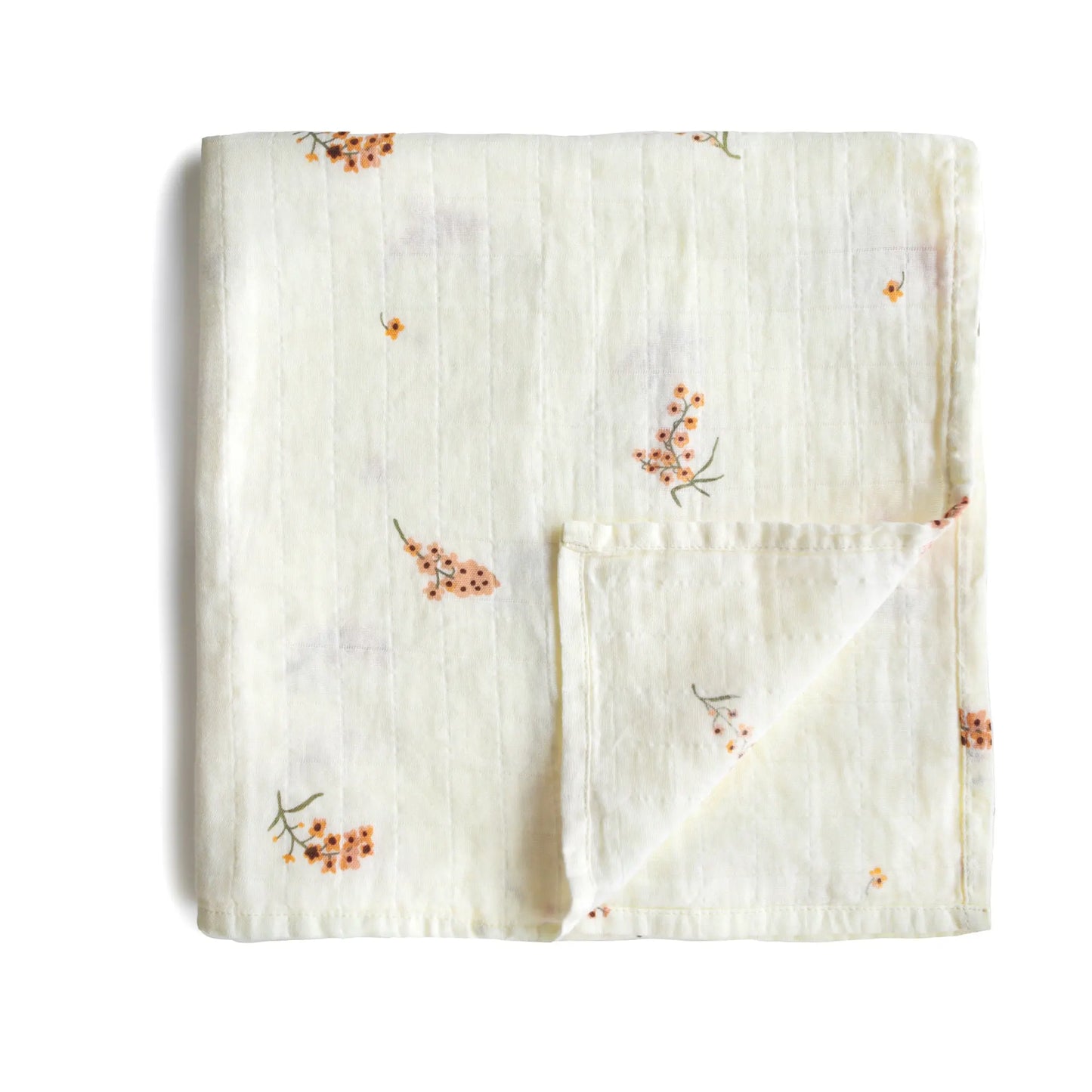 Organic Cotton Muslin Swaddle Blanket for Baby Cuddling and Nursing Mushie
