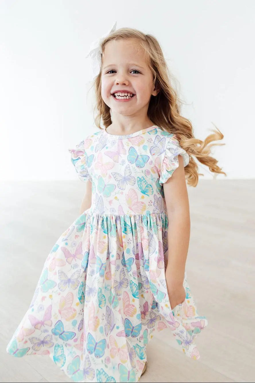 Mila & Rose ® Fluttering Butterflies Flutter Sleeve Twirl Dress - 