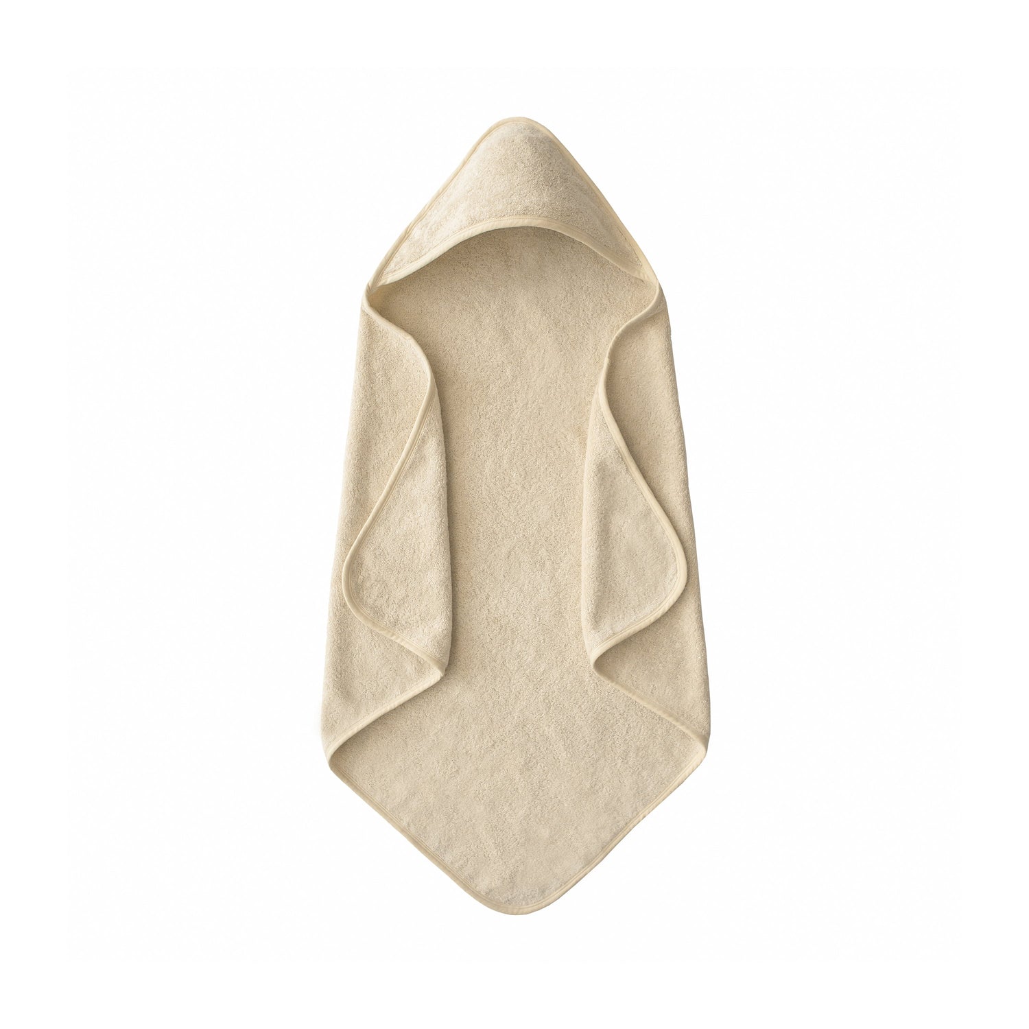White organic cotton baby hooded towel with attached hood