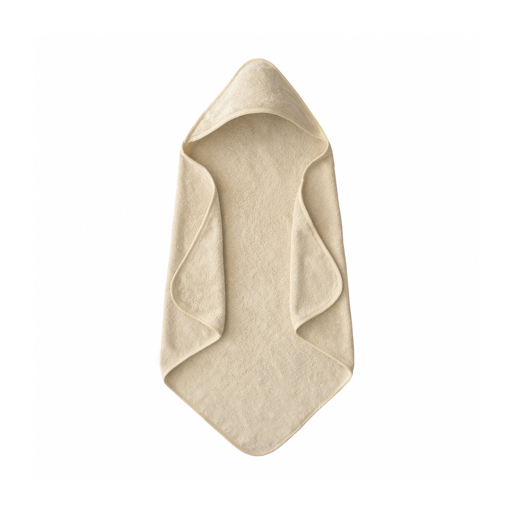 White organic cotton baby hooded towel with attached hood