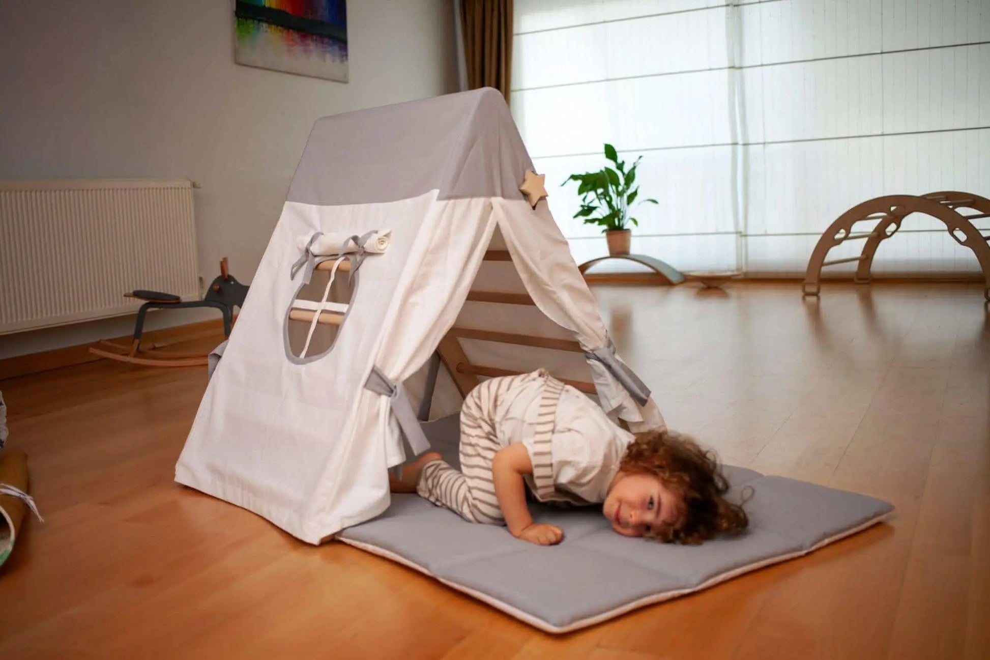 Kidodido Foldable Climbing Triangle With Tent Cover Ramp Mat Kids - Baby & Toddler > Baby Toys & Activity Equipment > Play Mats & Gyms > Play Mats Climbing Triangles