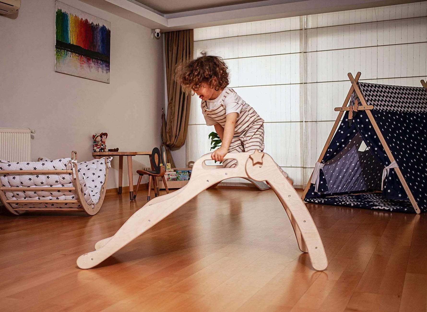 Kidodido Foldable Wooden Montessori Slide for Toddlers Birch Ply - Toys & Games > Outdoor Play Equipment > Slides Wooden Slides