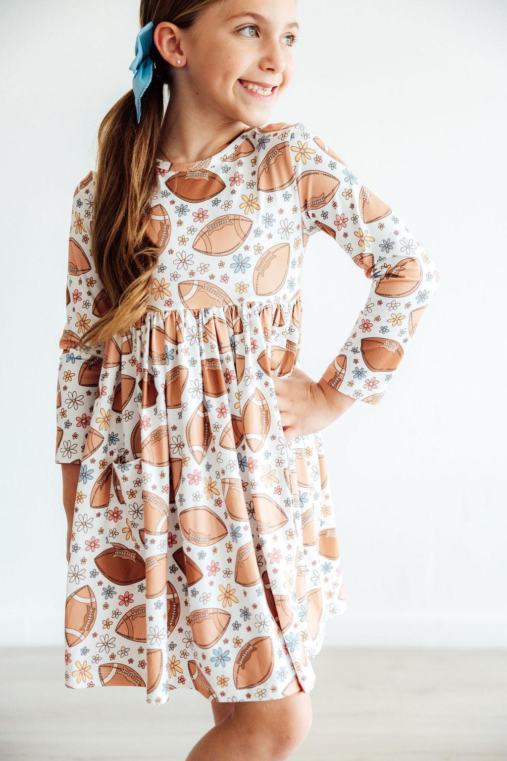 Football Friday Long Sleeve Pocket Twirl Dress for Girls Mila & Rose ® Everetts Place: Online Boutique