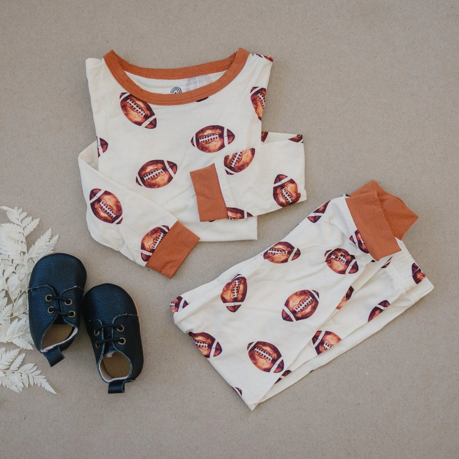 Little Joy Co. Football Print Two Piece Bamboo Pajamas Set Kids Sleepwear - Apparel & Accessories > Clothing > Baby & Toddler Clothing > Baby & Toddler Sleepwear