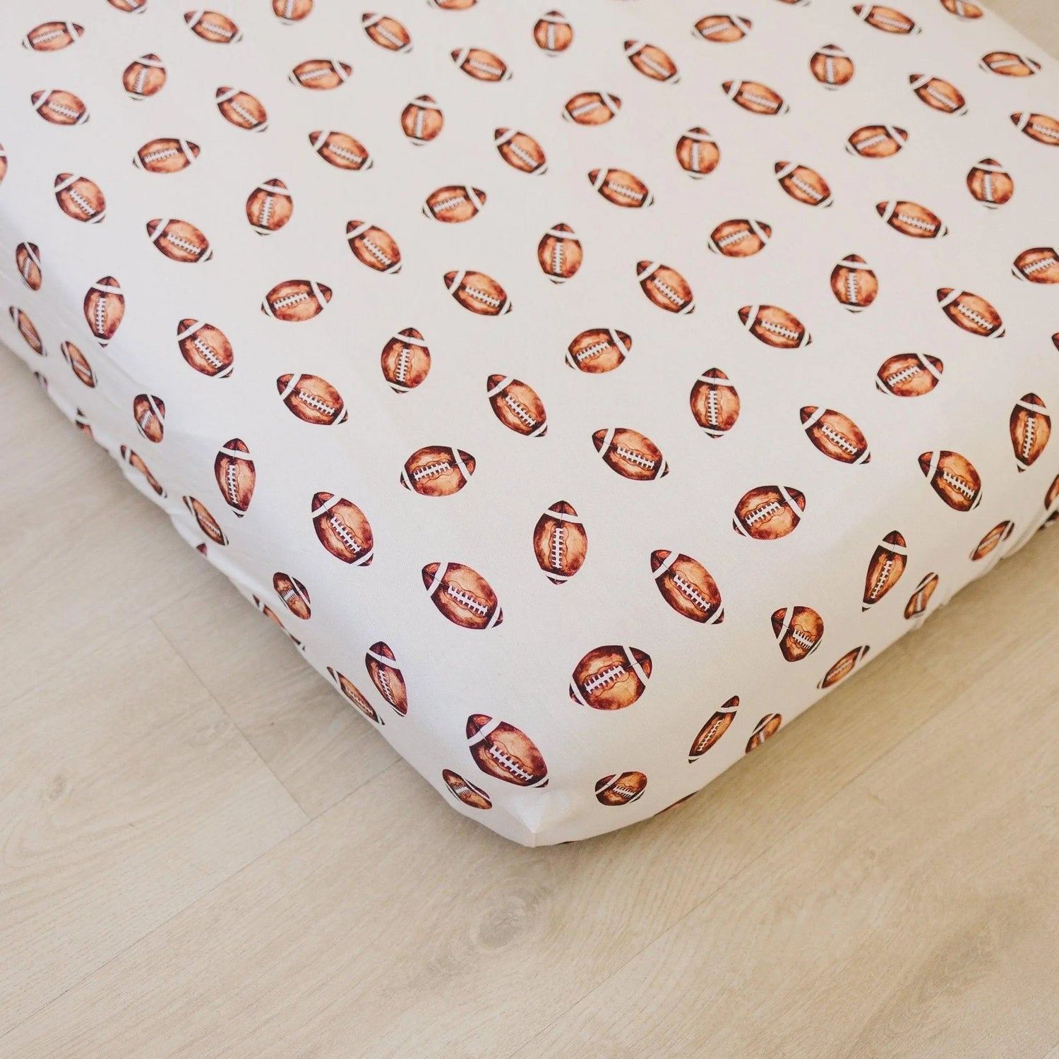 Football Print Bamboo Crib Sheet Little Joy Co. 