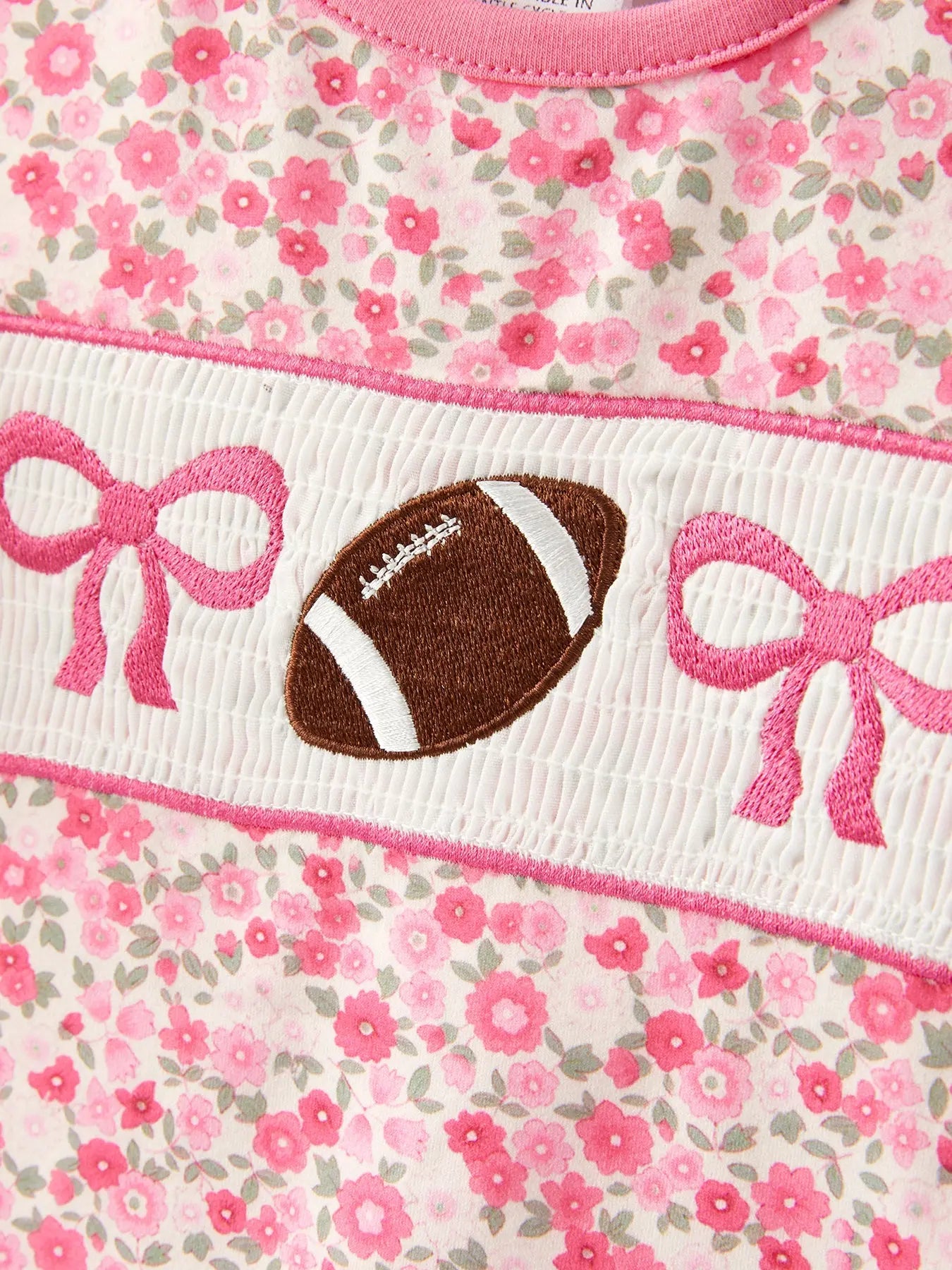 Football Smocking Bow Embroidered Girls Ruffle Pajamas Set Rylee Faith Designs Everetts Place: Online Boutique