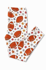 Kids leggings with a football print, high-waisted and slim through the leg