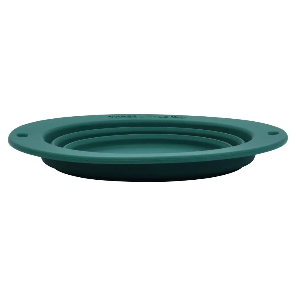 Three Little Tots Forest Green Collapsible Bowl for Travel or Home - 