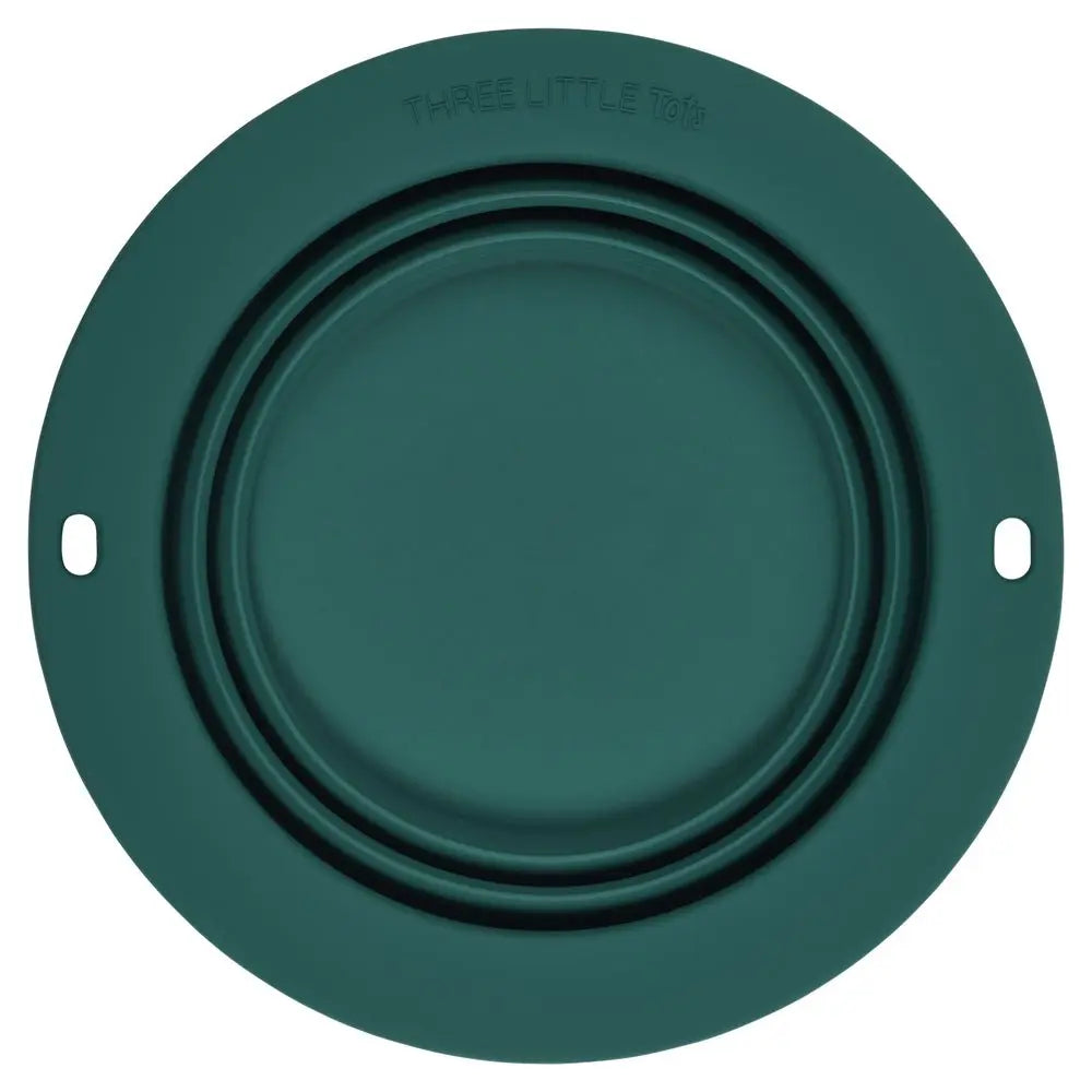 Three Little Tots Forest Green Collapsible Bowl for Travel or Home - 
