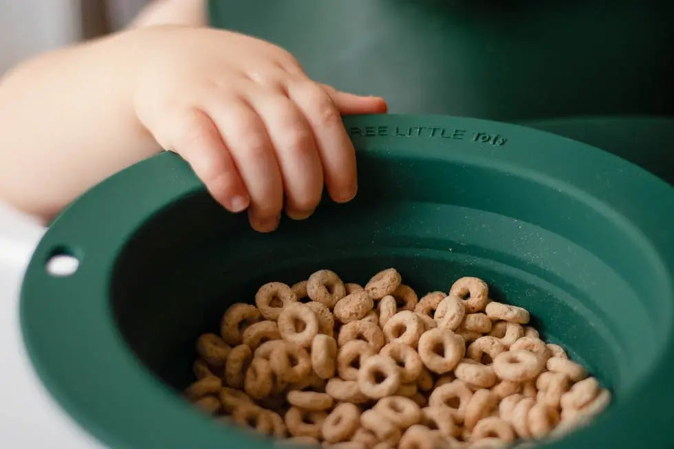 Three Little Tots Forest Green Collapsible Bowl for Travel or Home - 