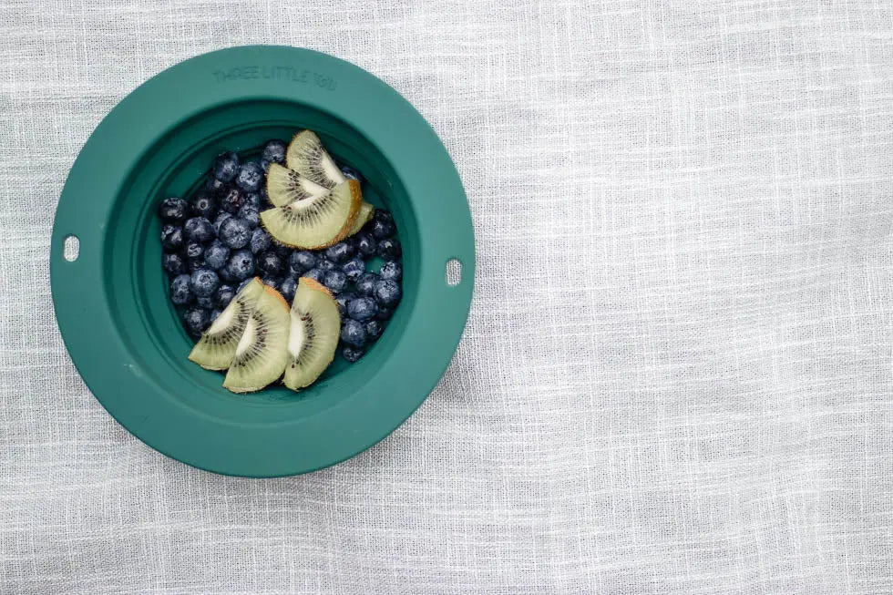 Three Little Tots Forest Green Collapsible Bowl for Travel or Home - 