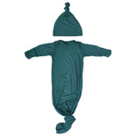 Three Little Tots Forest Green Knotted Newborn Baby Gown - 