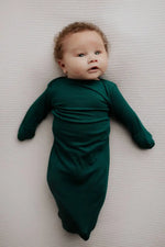 Three Little Tots Forest Green Knotted Newborn Baby Gown - 