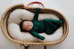 Three Little Tots Forest Green Knotted Newborn Baby Gown - 