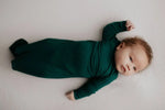 Three Little Tots Forest Green Knotted Newborn Baby Gown - 