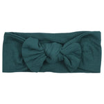 Three Little Tots Forest Green Ribbed Knotted Headband Bow - 