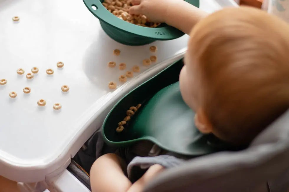 Three Little Tots Forrest Green Silicone Bib with Crumb Catcher - 
