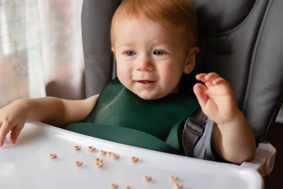 Three Little Tots Forrest Green Silicone Bib with Crumb Catcher - 