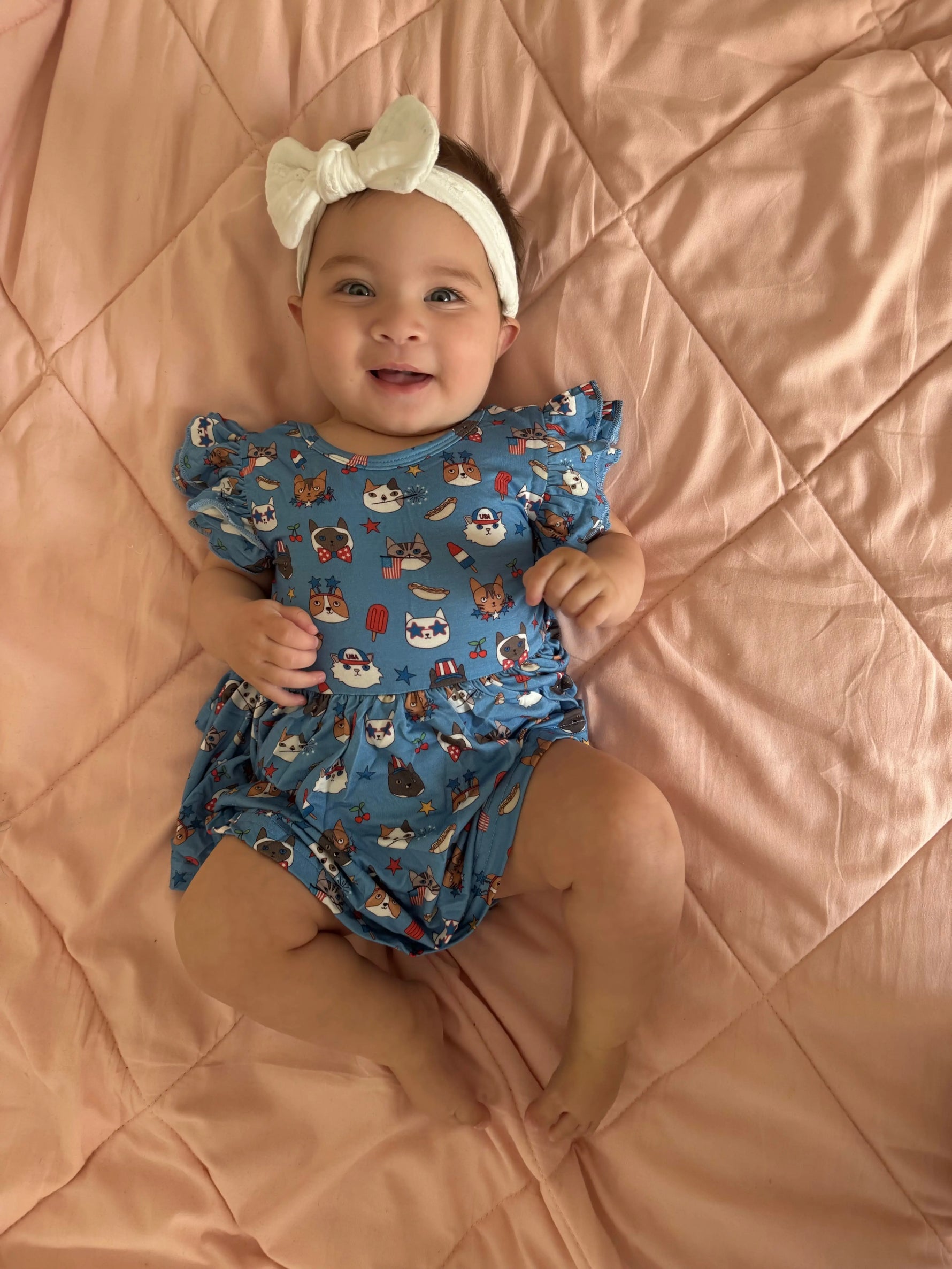 Dreamlet Freedom Cats Bodysuit Dress With Delicate Ruffle Sleeves - Apparel & Accessories > Clothing > Baby & Toddler Clothing > Baby & Toddler Dresses Bodysuit Dress