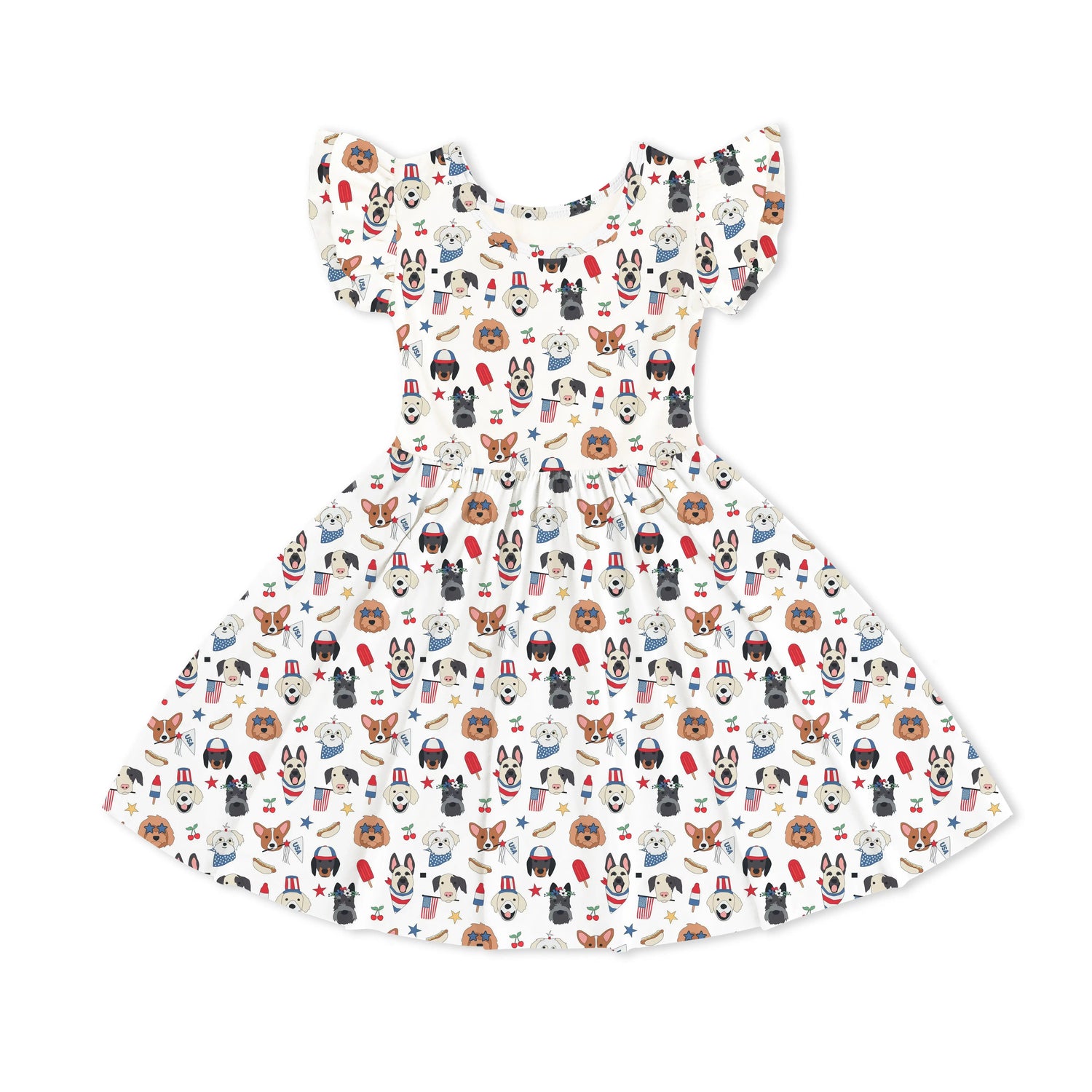 Dreamlet Freedom Dogs Bamboo Viscose Bodysuit Dress With Twirl Skirt - Apparel & Accessories > Clothing > Baby & Toddler Clothing > Baby & Toddler Dresses Bodysuit Dress