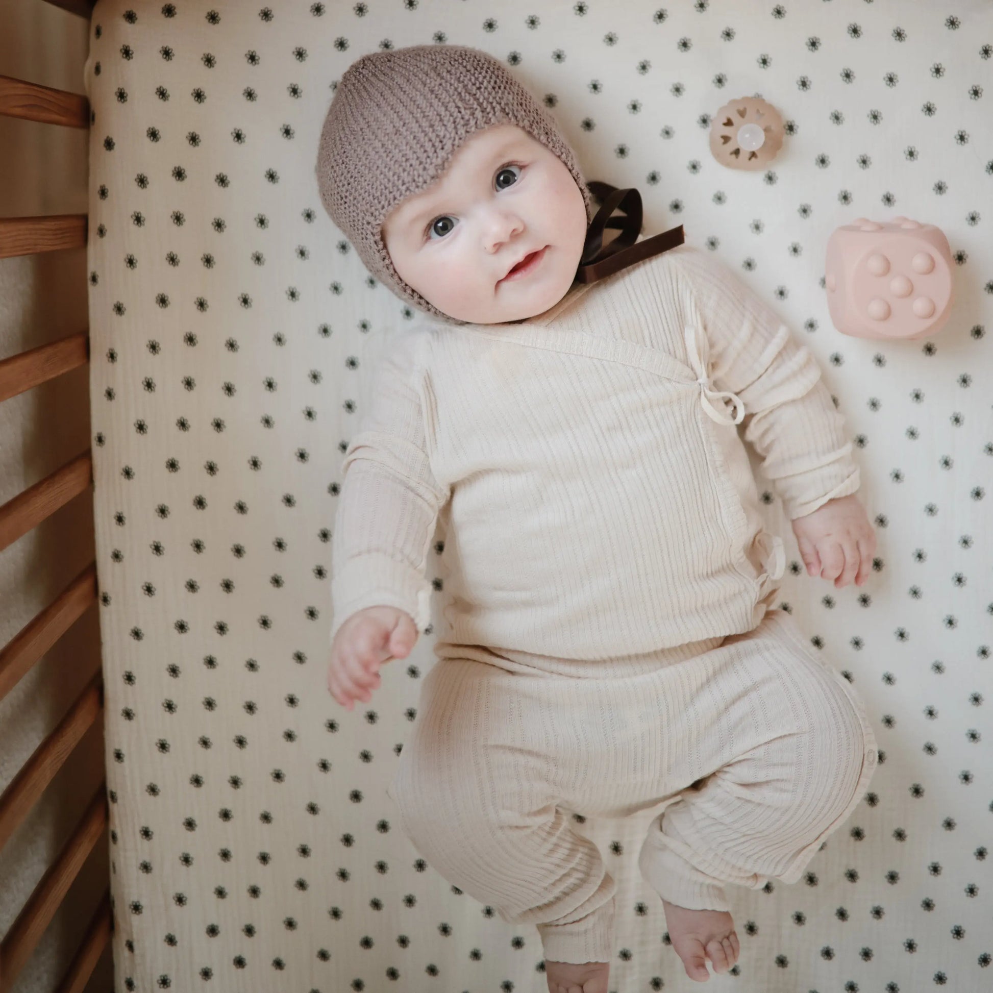 Mini Muslin Crib Sheet 100 Percent Cotton Extra Soft Breathable Fabric Full Elastic Edges Pre-Washed For Softness Mushie