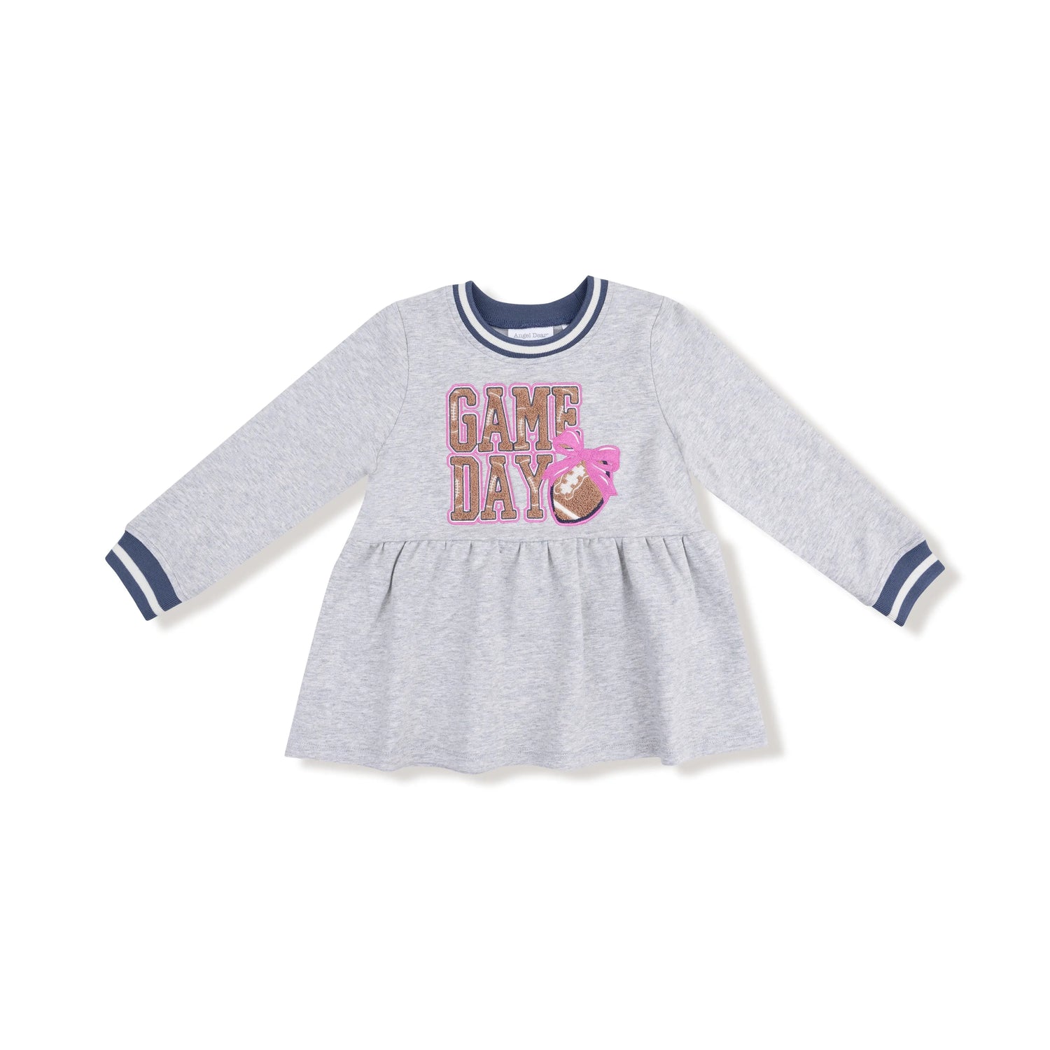 Angel Dear French Terry Dress With Game Day Patch Chenille Applique - Apparel & Accessories > Clothing > Baby & Toddler Clothing > Baby & Toddler Dresses 883A