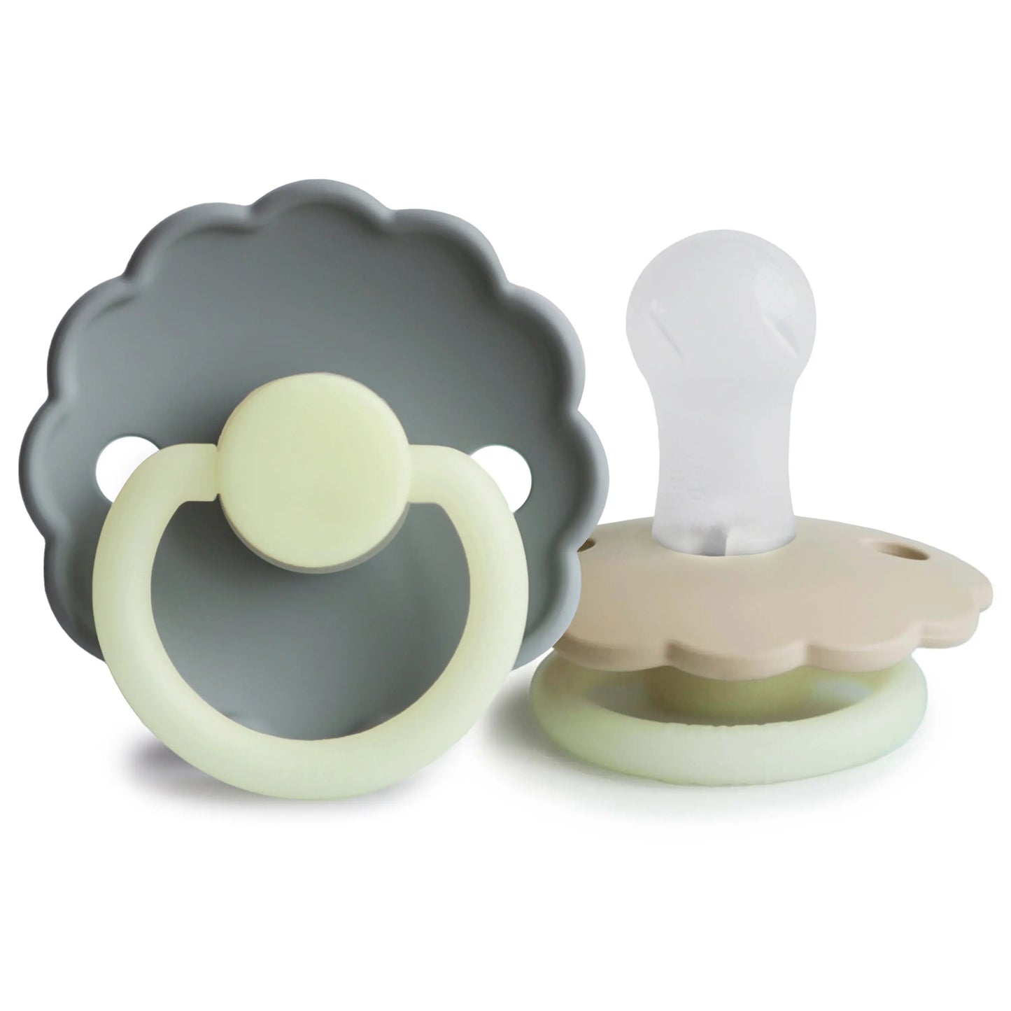 Frigg Daisy Night Silicone Pacifier 2 Pack with SilkySoft Nipple and Glow in Dark Design Mushie