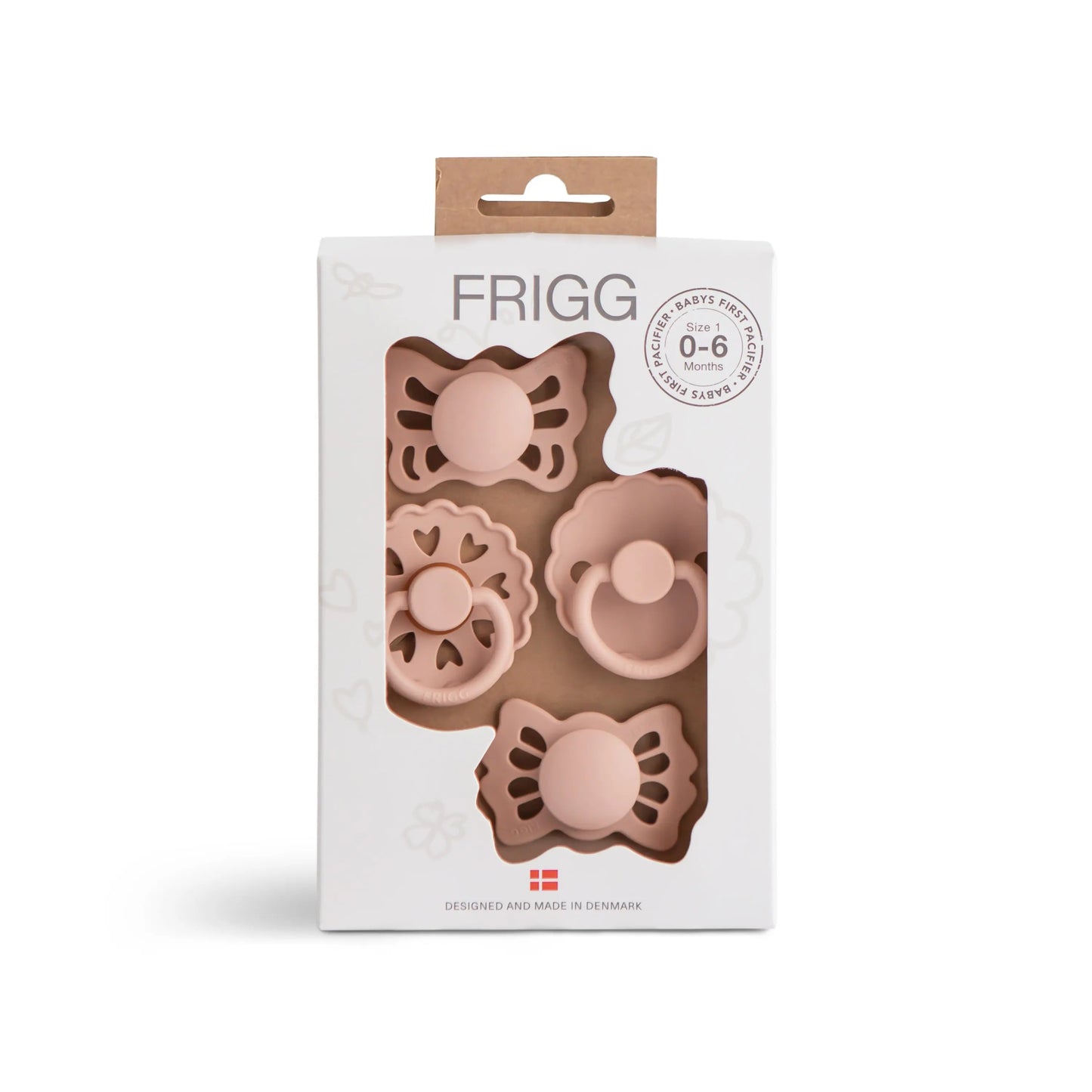 Frigg Baby's First Pacifier Floral Heart Blush 4 Pack Mushie Everetts Place: Online Boutique