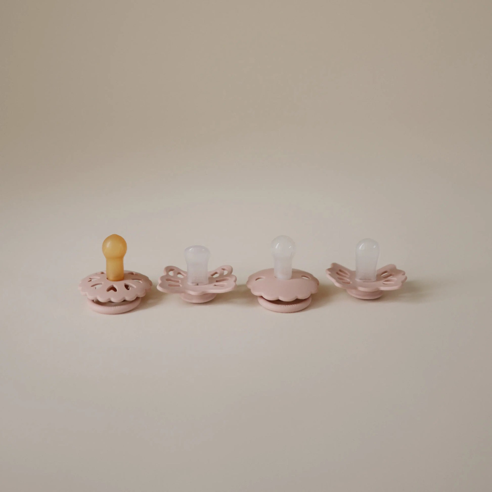 Frigg Baby's First Pacifier Floral Heart Blush 4 Pack Mushie Everetts Place: Online Boutique