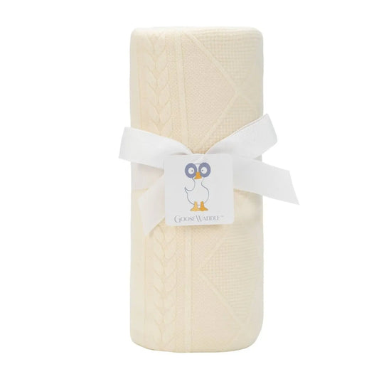 Oatmeal Knit Baby Blanket Soft Fabric Cute Design Nursery Gift.