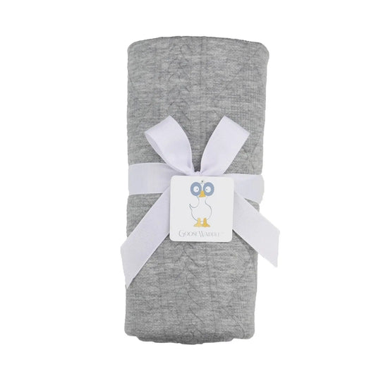 Gray Knit Baby Blanket Soft Fabric Nursery Gift.