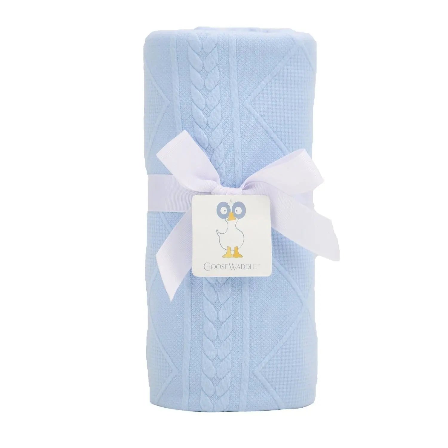 Goosewaddle® | Newborn Baby Blankets Toys Teethers Bibs & More Cozy Blue Knit Baby Blanket Soft and Warm Gift for Newborns - Baby & Toddler > Swaddling & Receiving Blankets KNIT BABY BLANKET