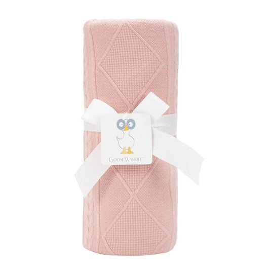 Rose Knit Blanket for Baby Soft Fabric Nursery Gift.