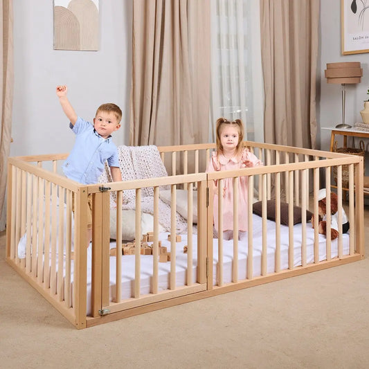 Full Montessori Floor Bed Frame For Toddlers With Fence Goodevas Everetts Place: Online Boutique 489.00