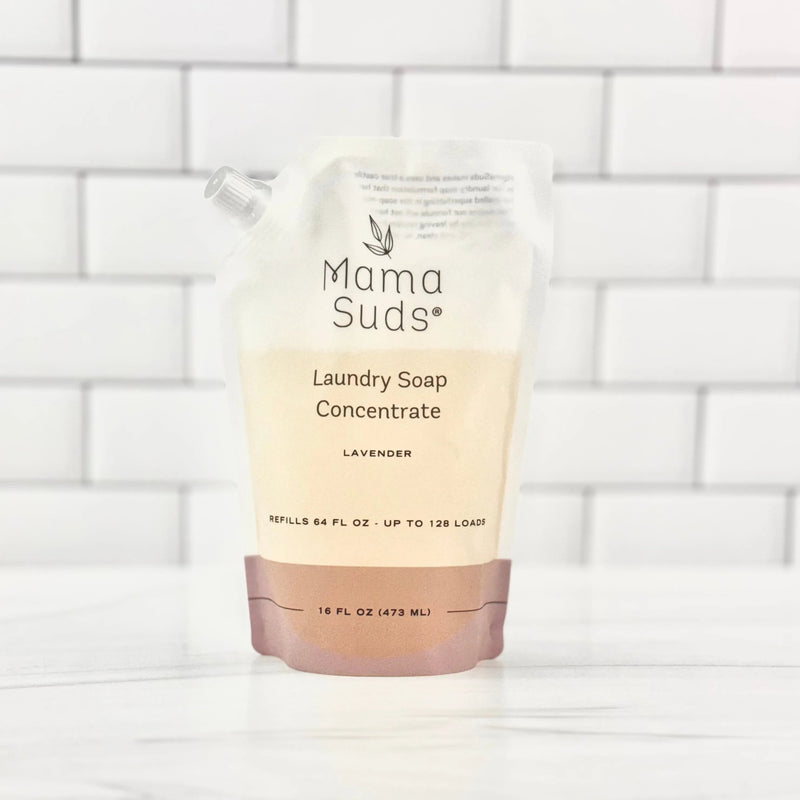 MamaSuds Laundry Soap Concentrate Pouch, Lavender, 16 fl oz, eco-friendly refill.
