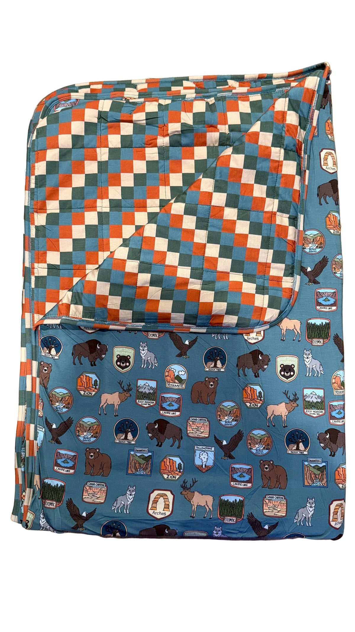 National Parks Adventure Adult Bamboo Blanket – Reversible 85x65 | 2.0 TOG by Rayn’s Tiny Stitches