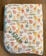 My First Zoo Trip Bamboo Blanket-Embroidered by Rayn’s Tiny Stitches