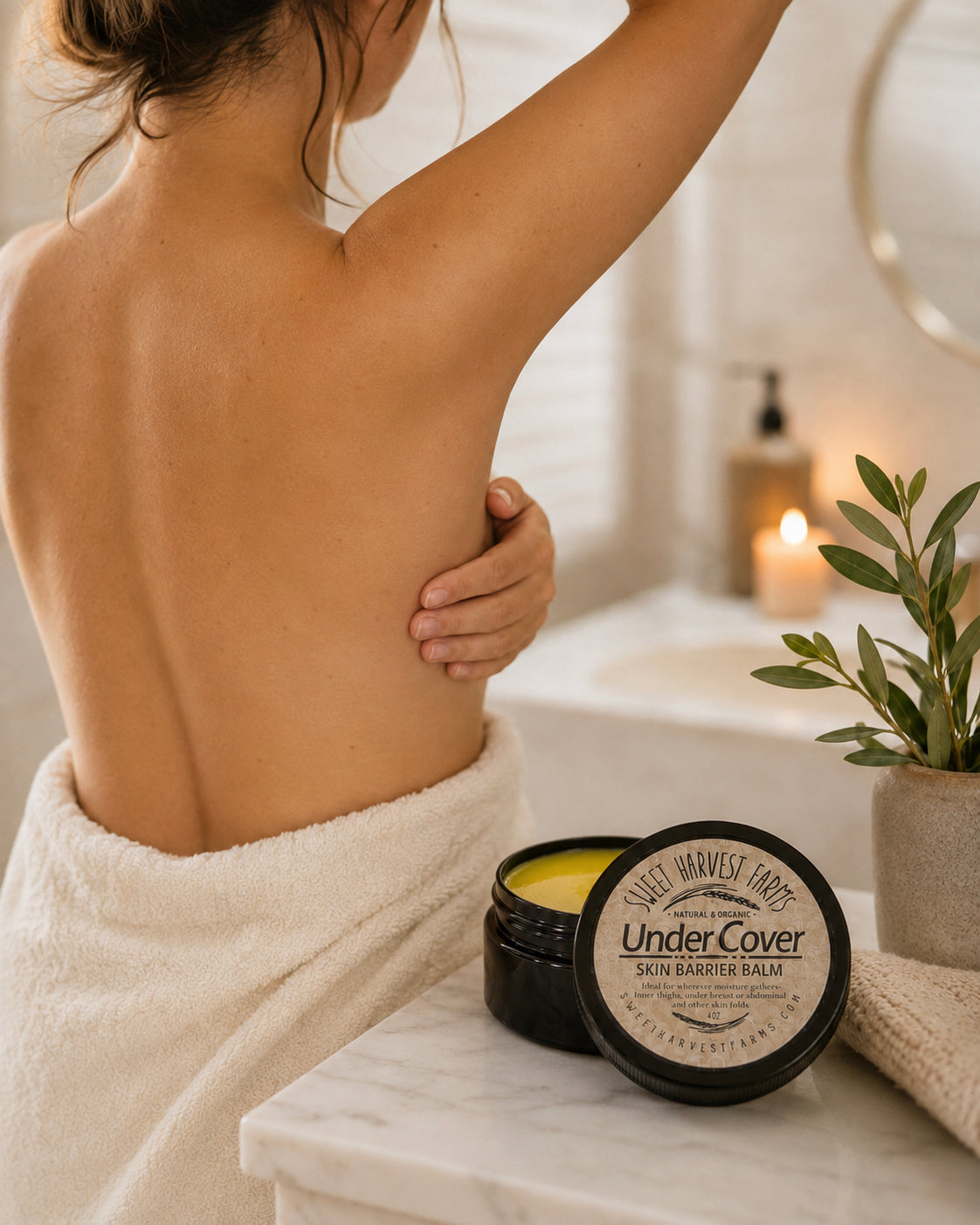 Organic skin barrier balm made with shea butter and coconut oil