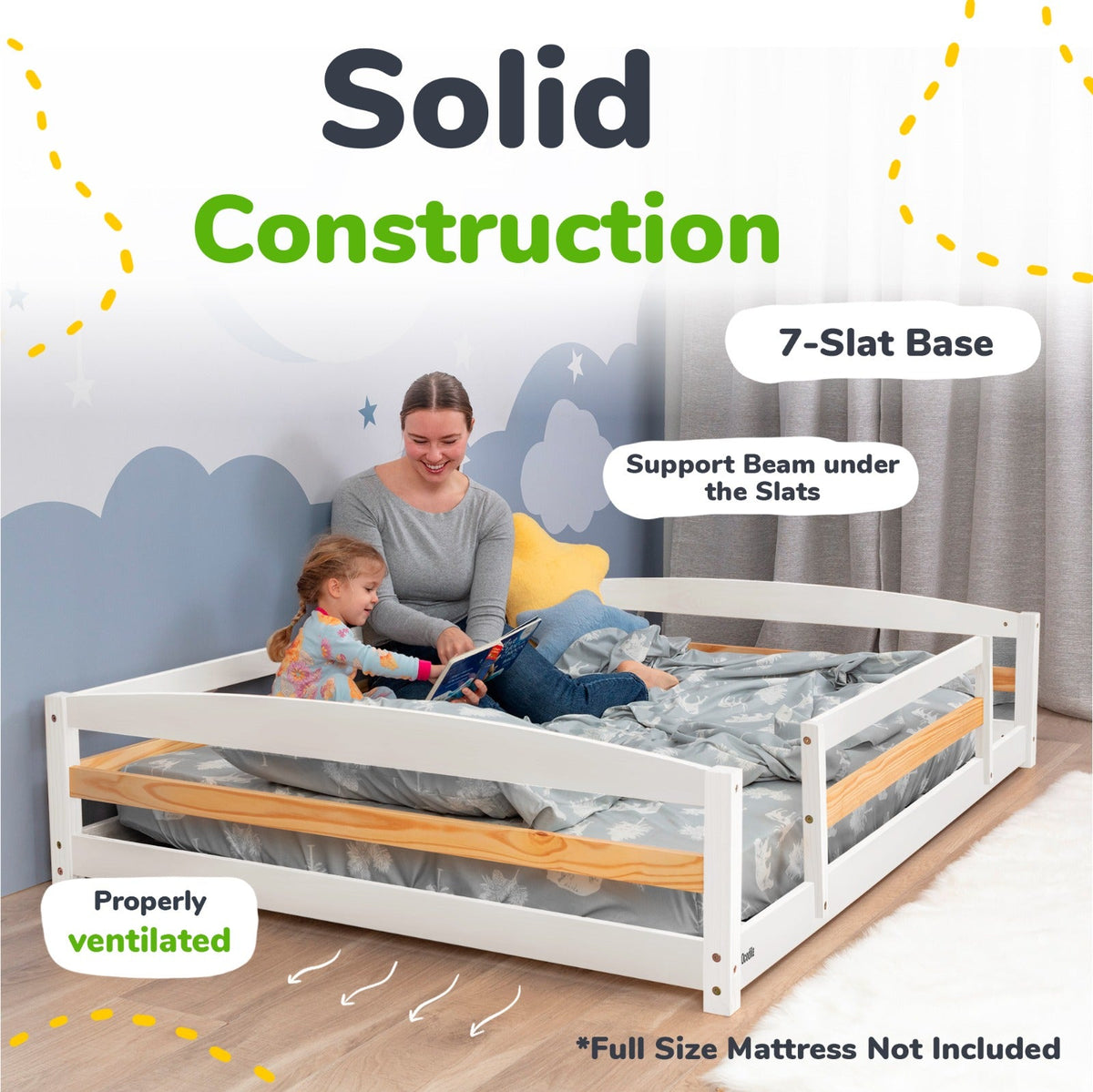 Full-Size Montessori Floor Bed with Strong Slatted Frame by Ocodile.com