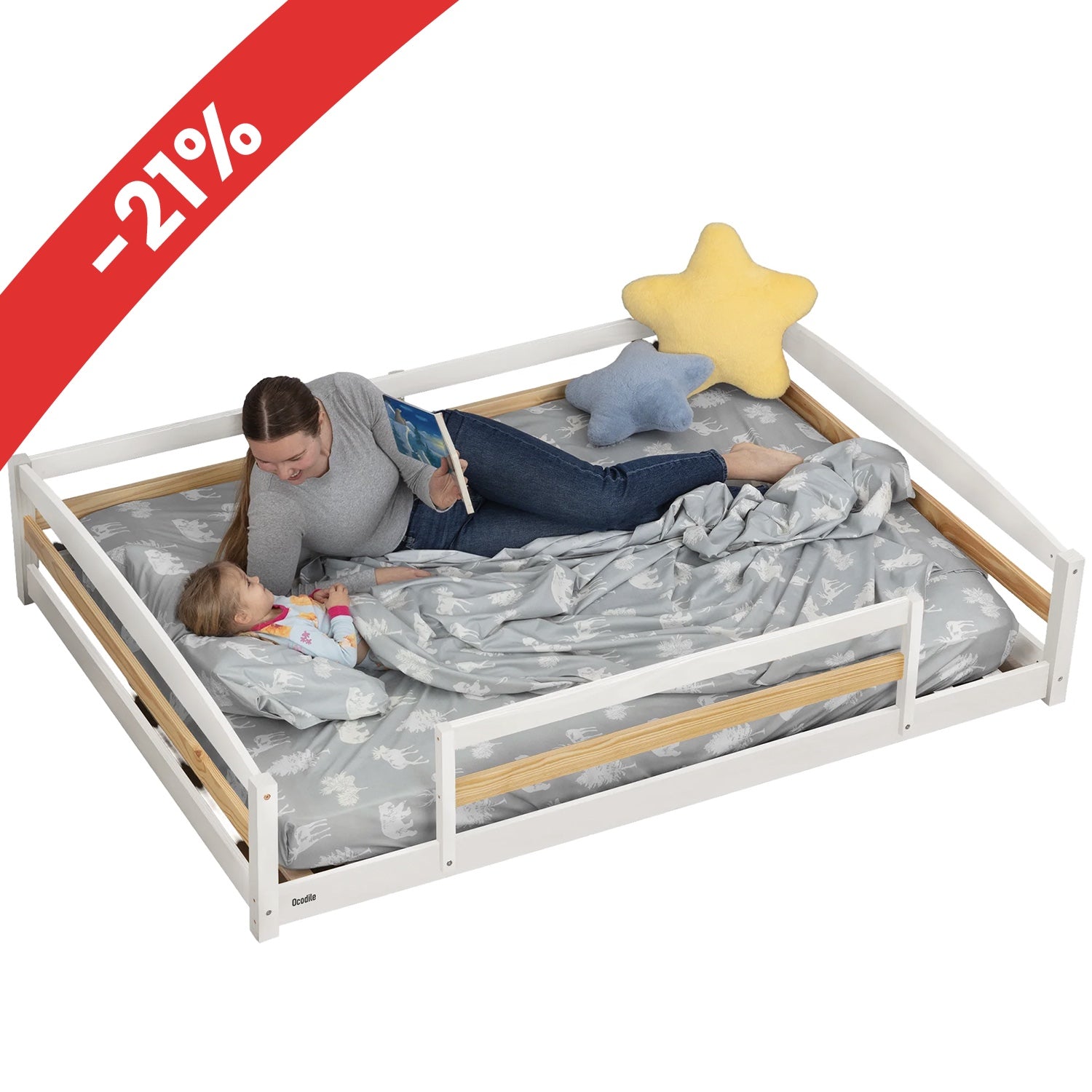 Full-Size Montessori Floor Bed with Strong Slatted Frame