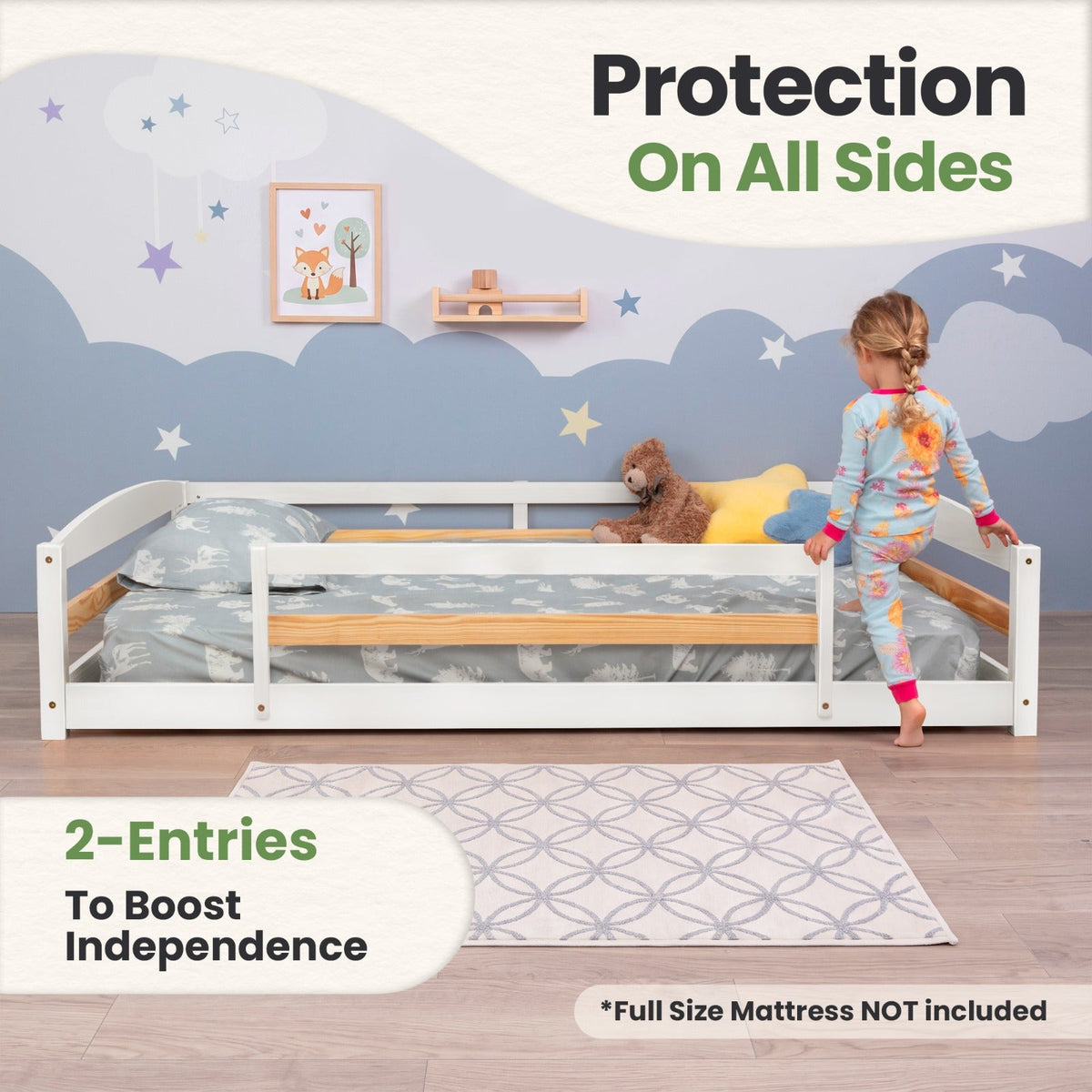 Full-Size Montessori Floor Bed with Strong Slatted Frame by Ocodile.com