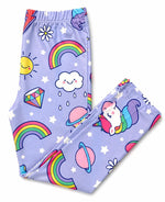 Mila & Rose organic baby Galactic Unicorns leggings, colorful space print.