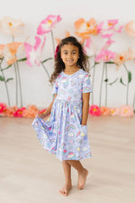 Galactic Unicorns Short Sleeve Pocket Twirl Dress for Girls Mila & Rose ® Everetts Place: Online Boutique