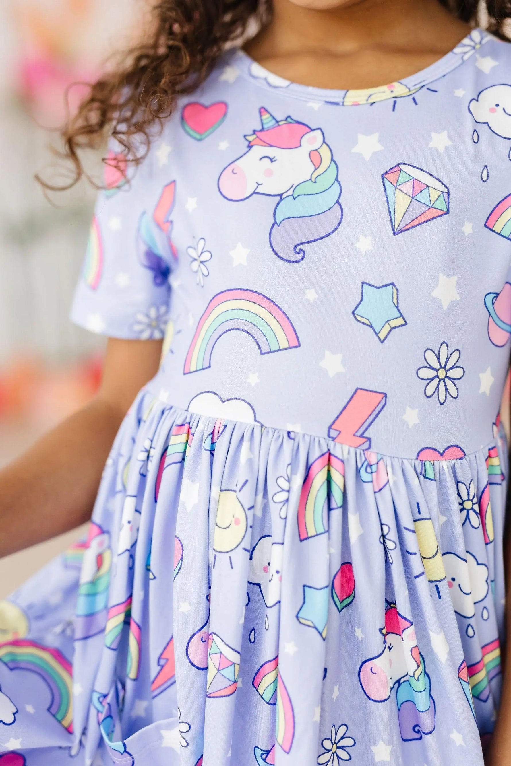 Galactic Unicorns Short Sleeve Pocket Twirl Dress for Girls Mila & Rose ® Everetts Place: Online Boutique