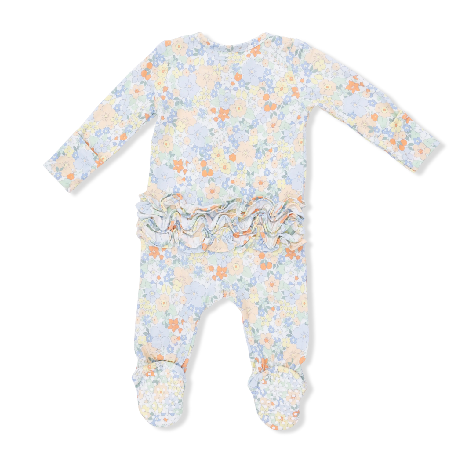 Georgia Floral 2 Way Ruffle Back Zipper Footie and Headband Set Angel Dear 