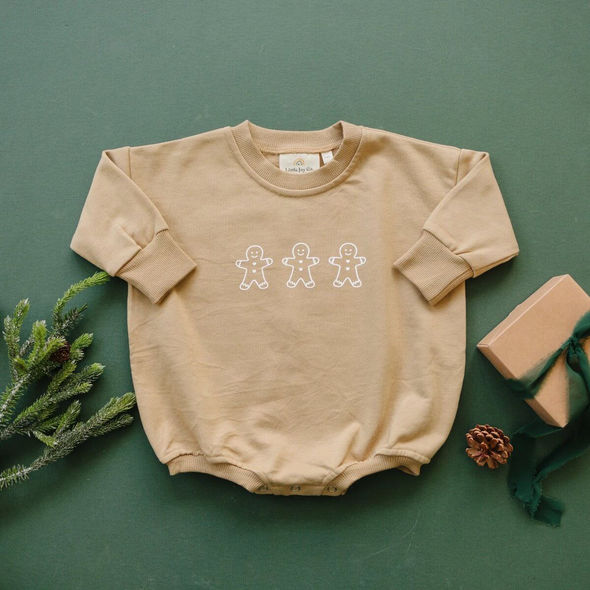 Gingerbread Christmas Sweatshirt Romper Little Joy Co. Everetts Place Boutique