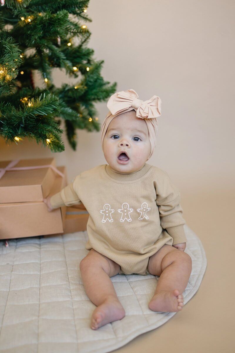 Little Joy Co. Gingerbread Christmas Sweatshirt Romper - Everetts Place Boutique - 
