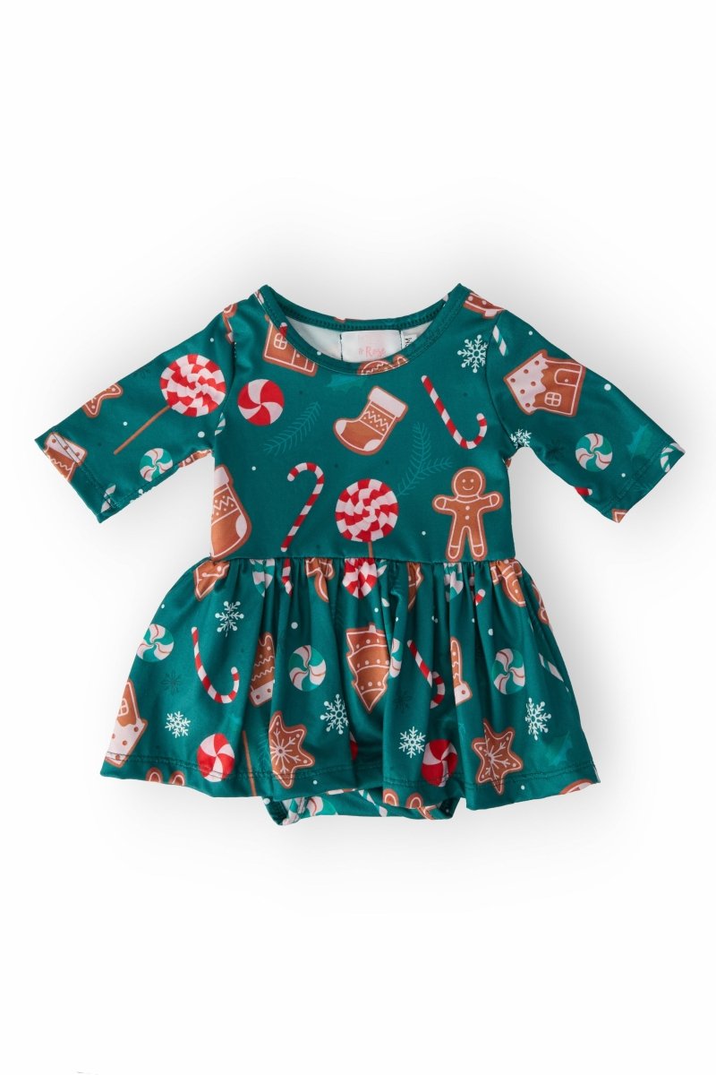 Mila & Rose ® Gingerbread House Three Fourth Sleeve Twirl Bodysuit - Everetts Place Boutique - 